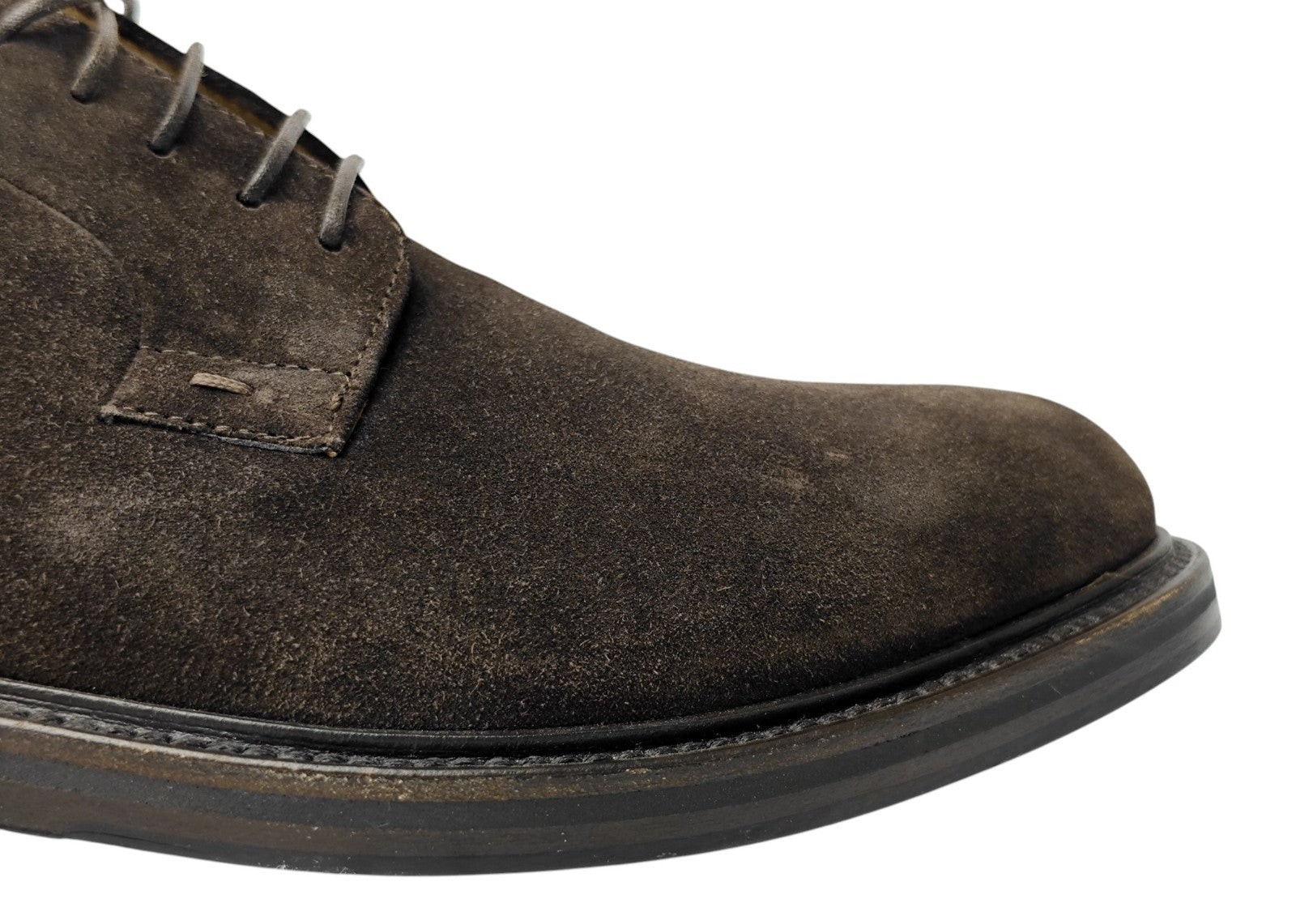 1300$ TESTONI "Vietri" Derby Shoes Suede Calf Cigar  8 UK / 9 US / 42 IT