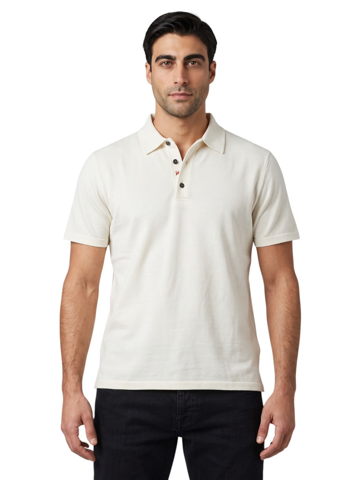 1050$ ISAIA NAPOLI Ivory Hand-Sewn Short Sleeve Handmade Polo 100% Wool Size L