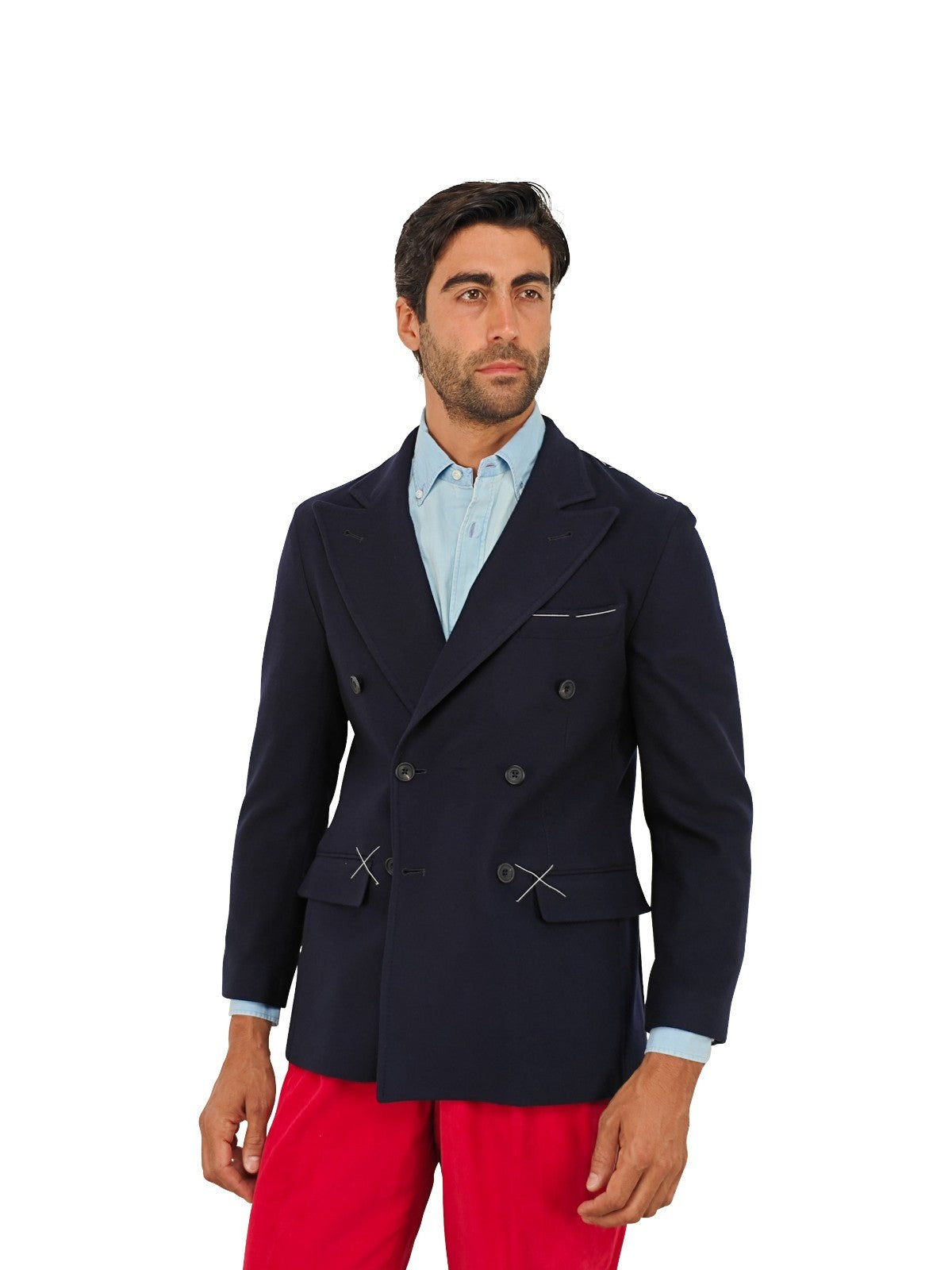 $1870 RUBINACCI NAPOLI "Skyfall" Blue Double Breasted Jacket Wool 36 US / 46 EU