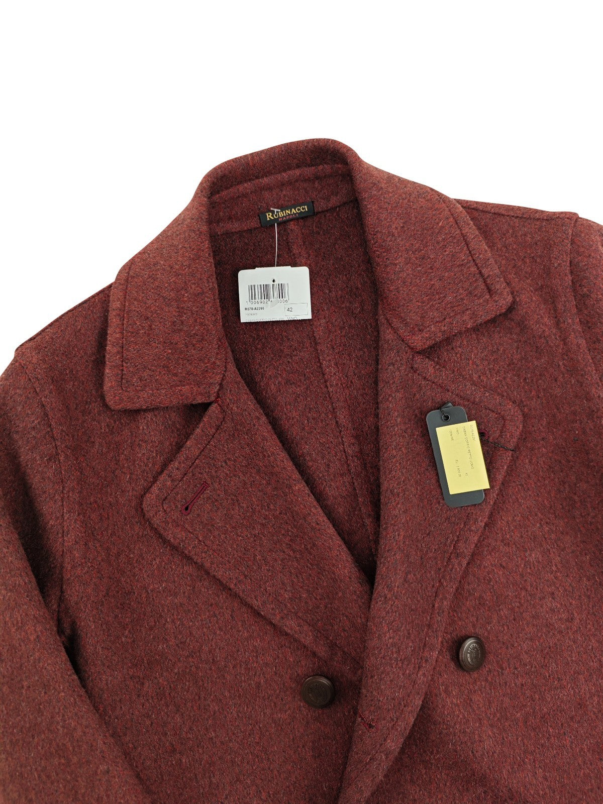 $3250 RUBINACCI NAPOLI Wine Caban Coat Jacket 100% Cashmere 42 US / 52 EU