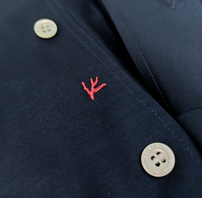815$ ISAIA Dress Shirt Blue Navy Jersey Filo di Scozia Stretch Cotton 17.5 - 44