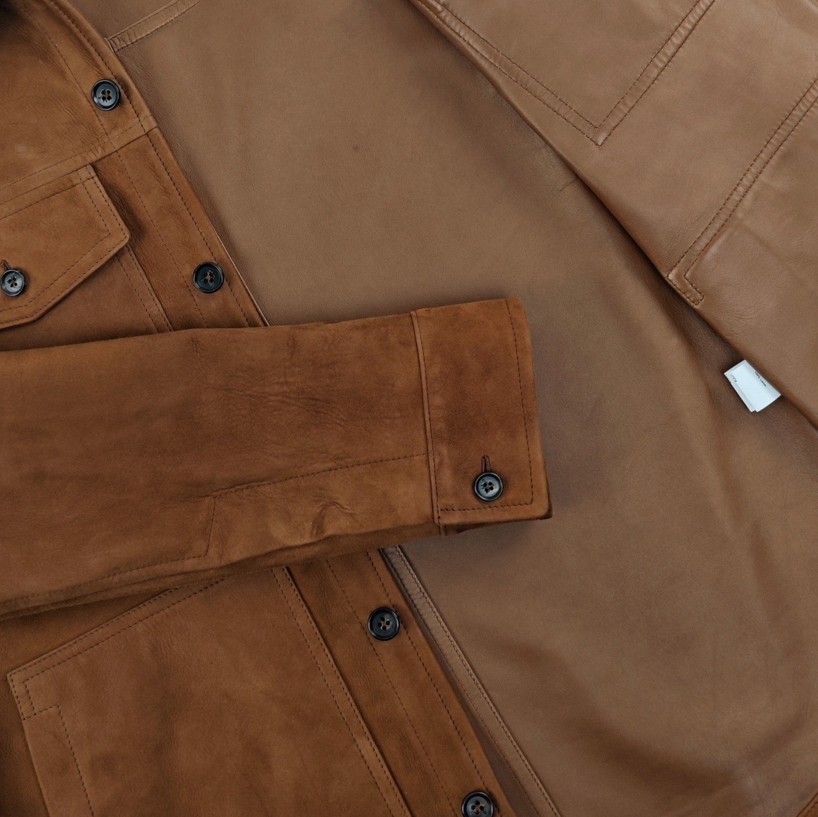 4200$ ISAIA NAPOLI Brown Overshirt Jacket Leather Suede Lambskin 40 US / 50 EU