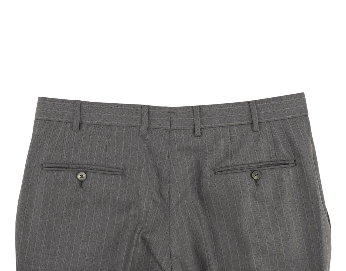 $6850 ISAIA NAPOLI "Gregorio" Gray Suit Hand-Sewn Fine Wool 4 Season Striped