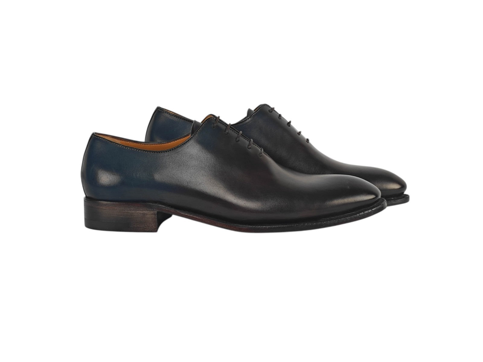 1300$ TESTONI "Piuma" Oxford Shoes Top Calf Shaded Indigo/Cigar  8 UK 9 US 42 IT
