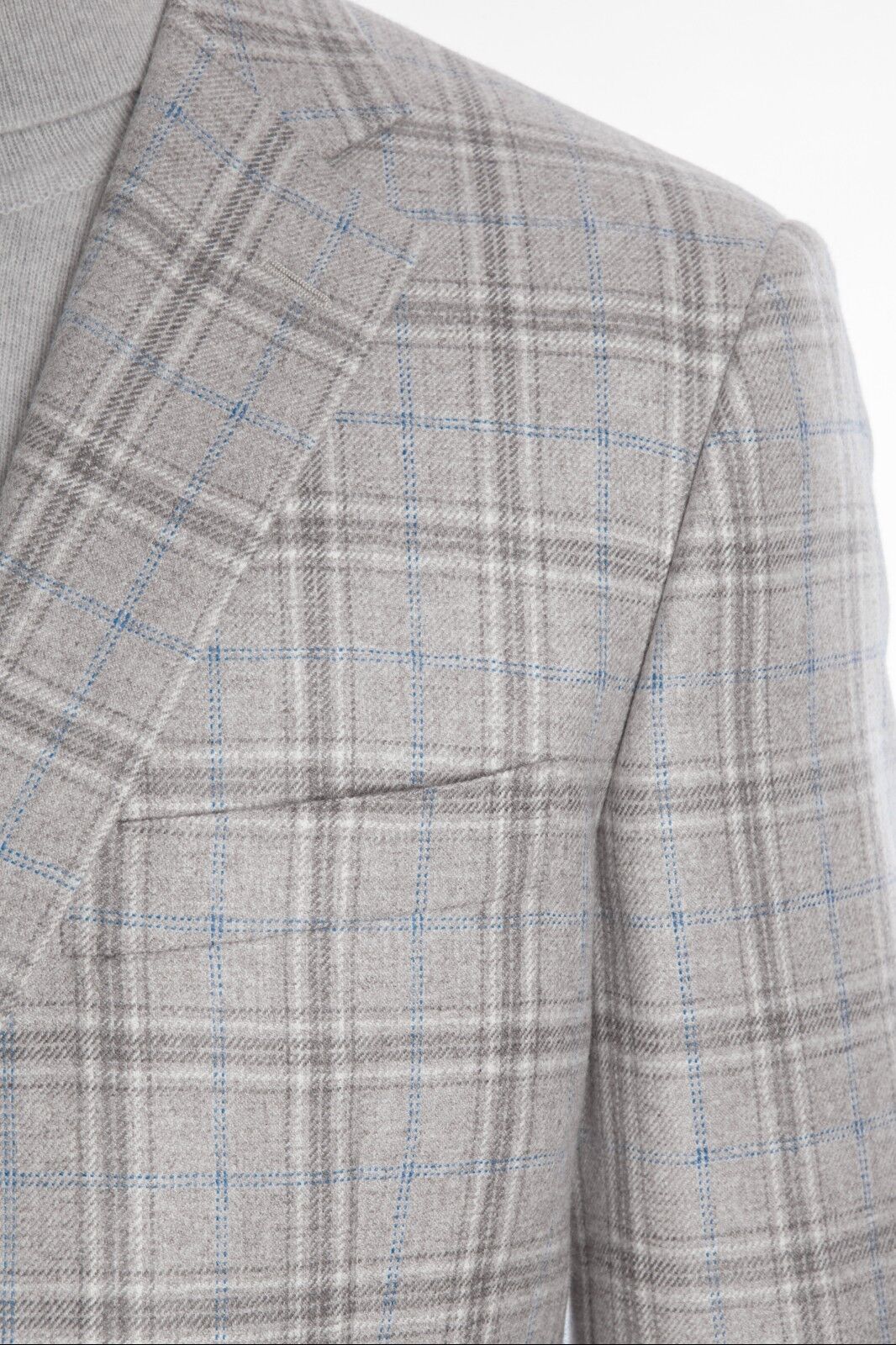$2730 BELVEST Light Gray Check CASHMERE Jacket 46 US / 56 EU Drop 7R   F/W 2018