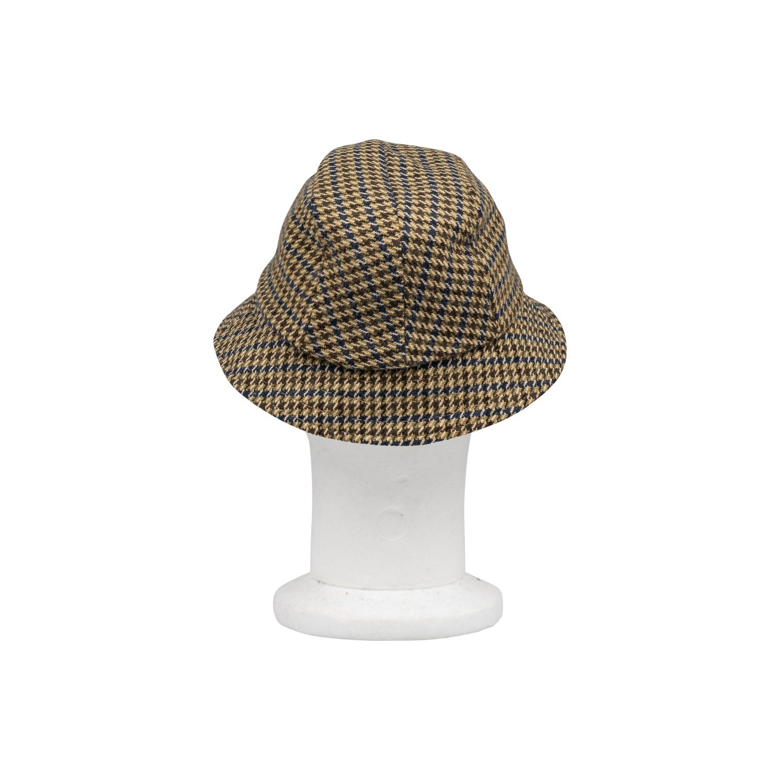 250$ RUBINACCI NAPOLI Brown / Beige Made in England Wool Houndstooth Bucket Hat