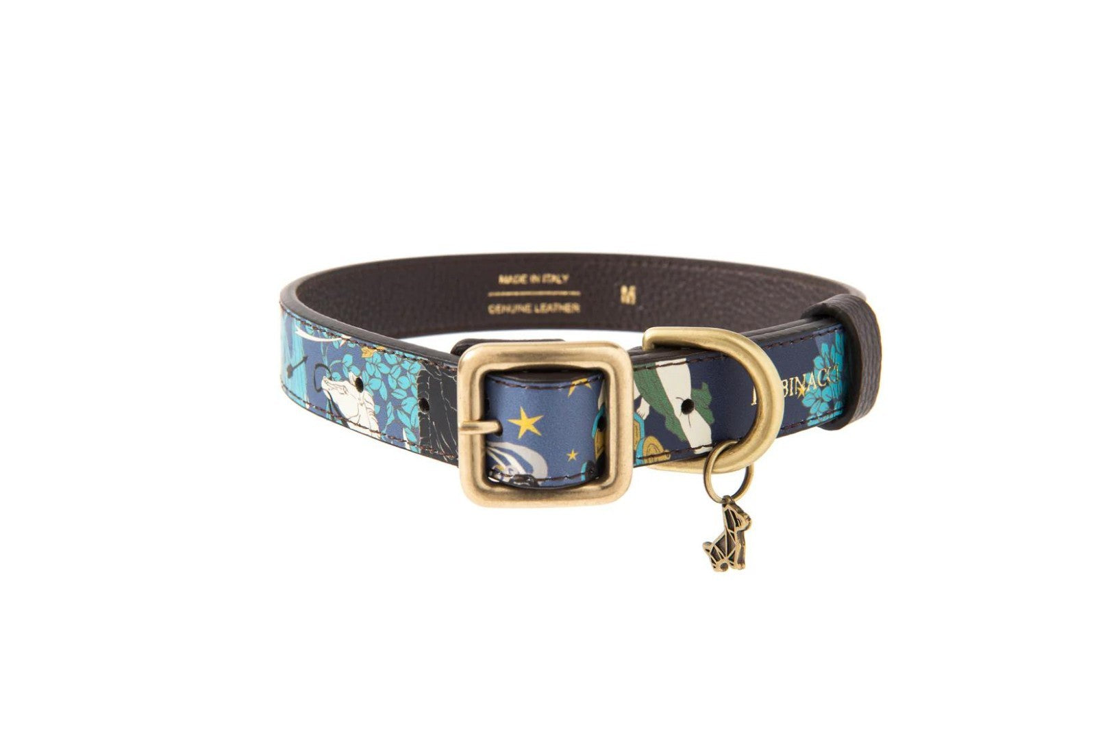500$ POLDO X RUBINACCI NAPOLI Collar + LeashLeather Blue "La Greca"