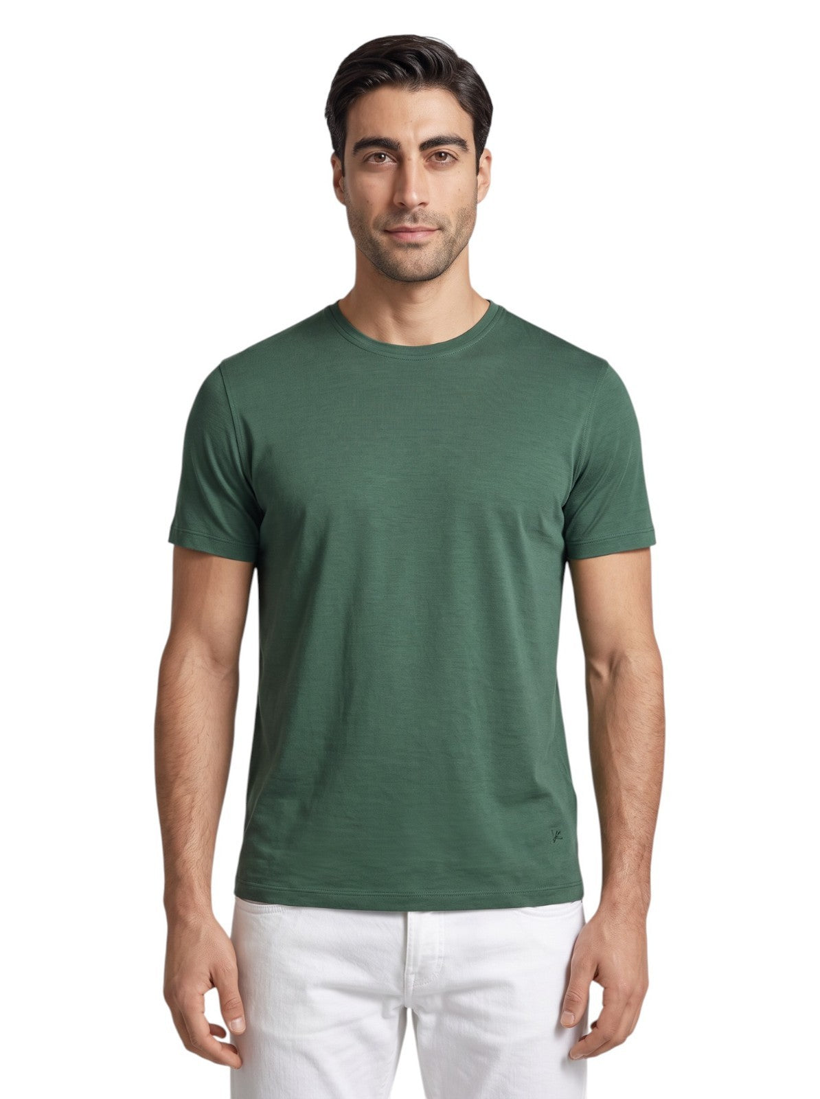 700$ ISAIA NAPOLI Green Hand-Sewn T-Shirt Jersey Cotton / Silk  S Made in Italy