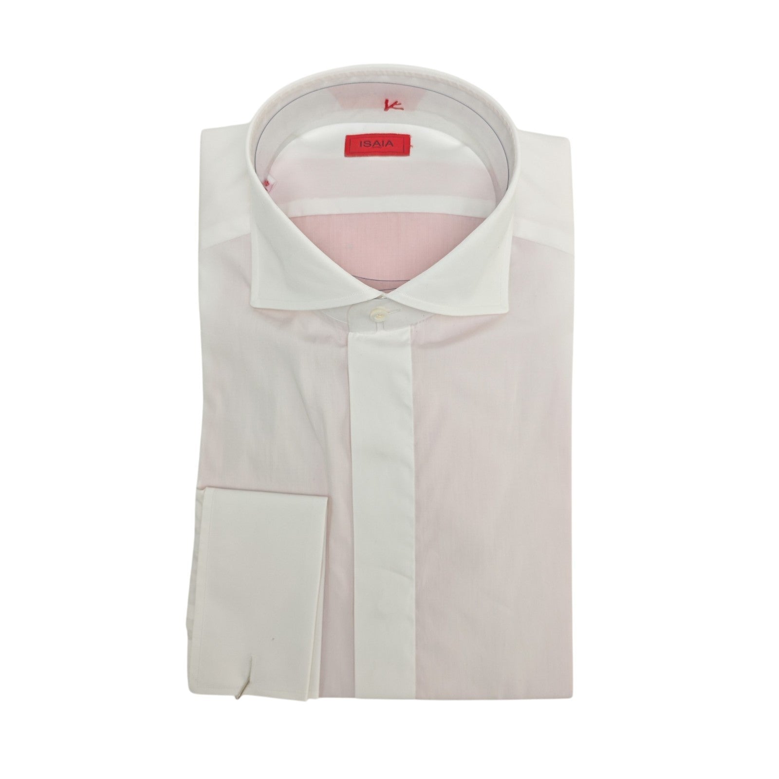 780$ ISAIA "Mix" Dress Shirt French Cuffs White Fine Cotton 16 - 41  3D