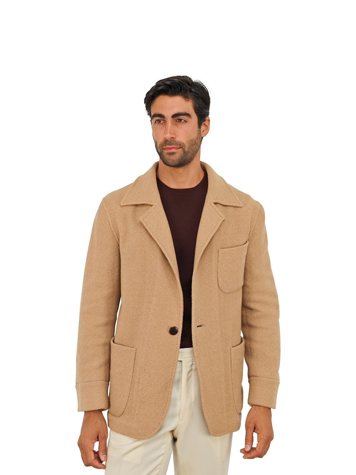 $2600 RUBINACCI NAPOLI Beige Unlined Jacket 100% Cashmere Handmade in Napoli