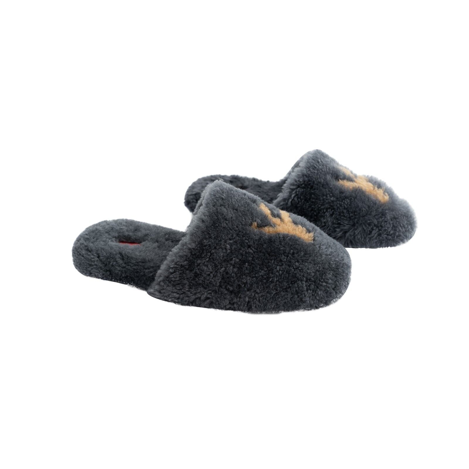$1450 ISAIA NAPOLI Gray Mule Sabot Slippers Shoes in Shearling Fur 10 US / 9 UK
