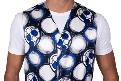 1200$ LUXURY GERLIN Gilet Jacket Vest Blue 100% Silk Size 16 - 41  ZILLI