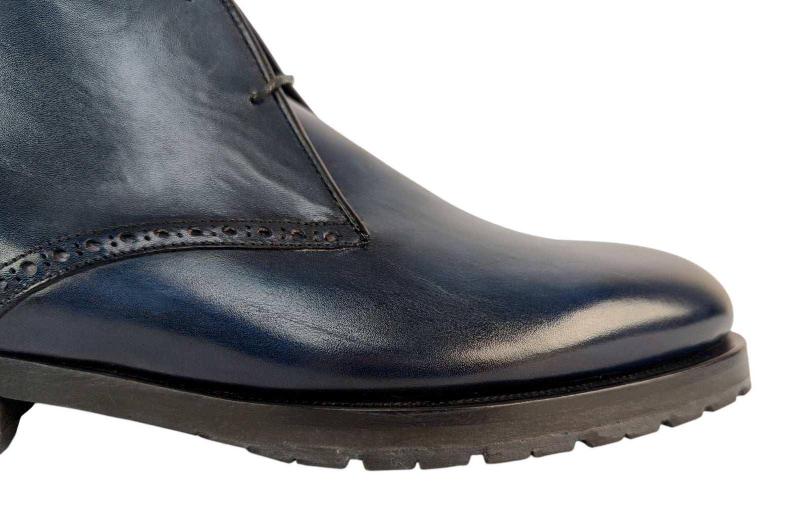 1450$ TESTONI Blue Shaded Desert Boot Shoes Calf Wool Lining 8 UK / 9 US / 42 IT