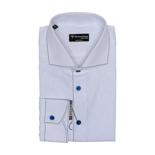 690$ LUXURY GERLIN Shirt White ALUMO JACQUARD Cotton 16 - 41 4AP BIJAN
