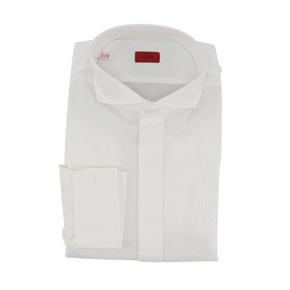 750$ ISAIA "Mix" Dress Shirt  French Cuffs Hand-Sewn White Oxford Cotton 18 - 45