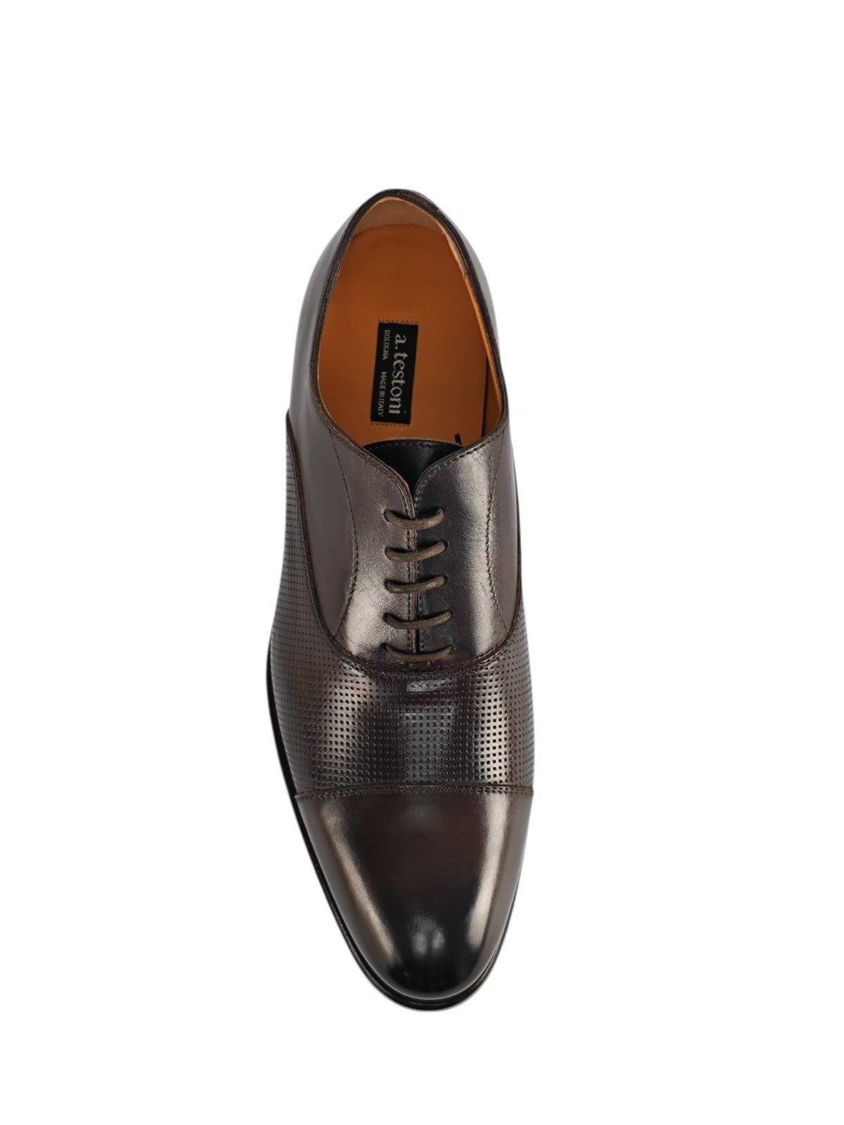 1200$ TESTONI 1929 Oxford Shoes Perforated Antique Calf Cigar 8 UK 9 US 42 IT