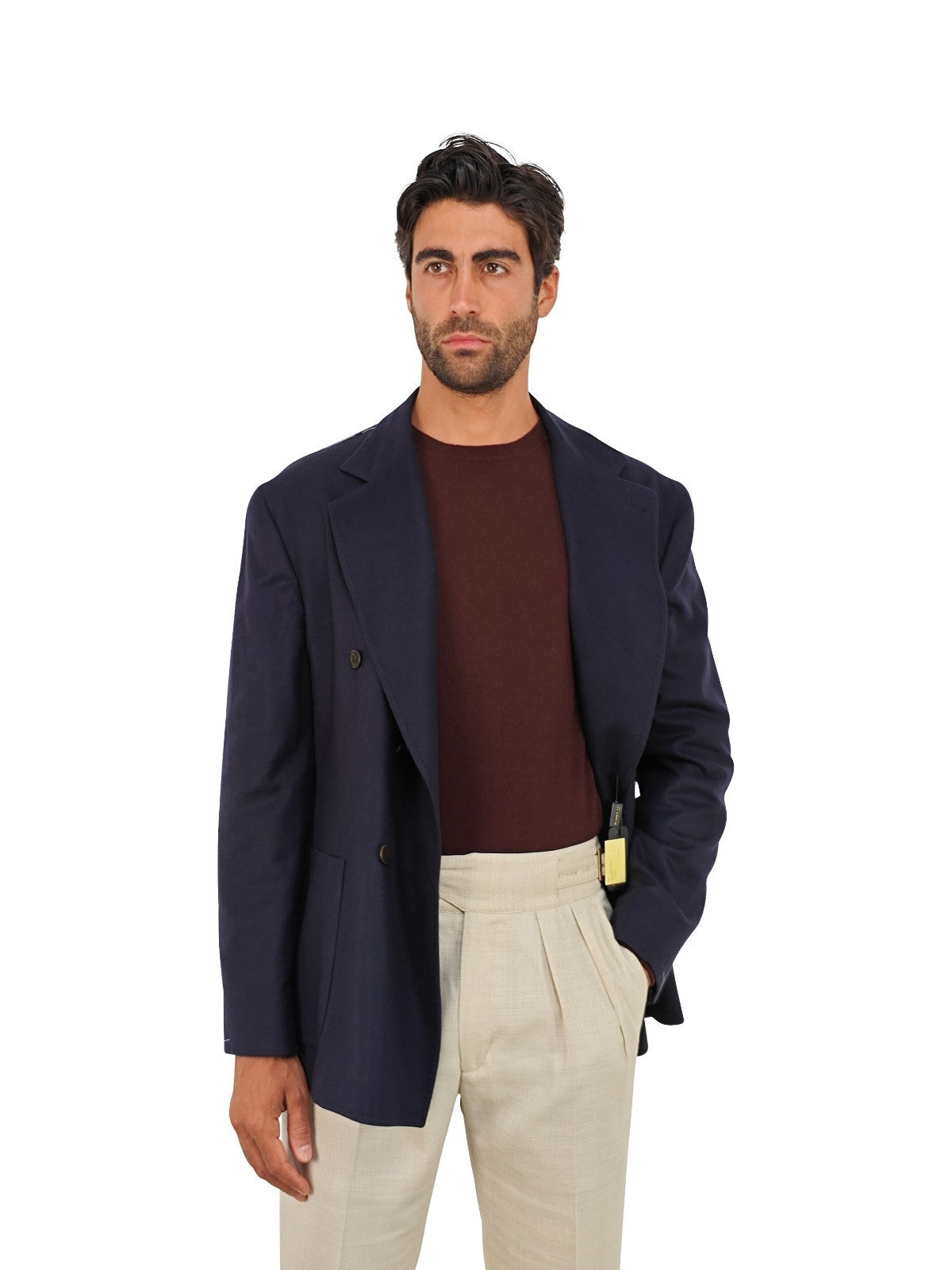 $1930 RUBINACCI NAPOLI Blue Double Breasted Jacket 100% Cashmere 44 US / 54 EU