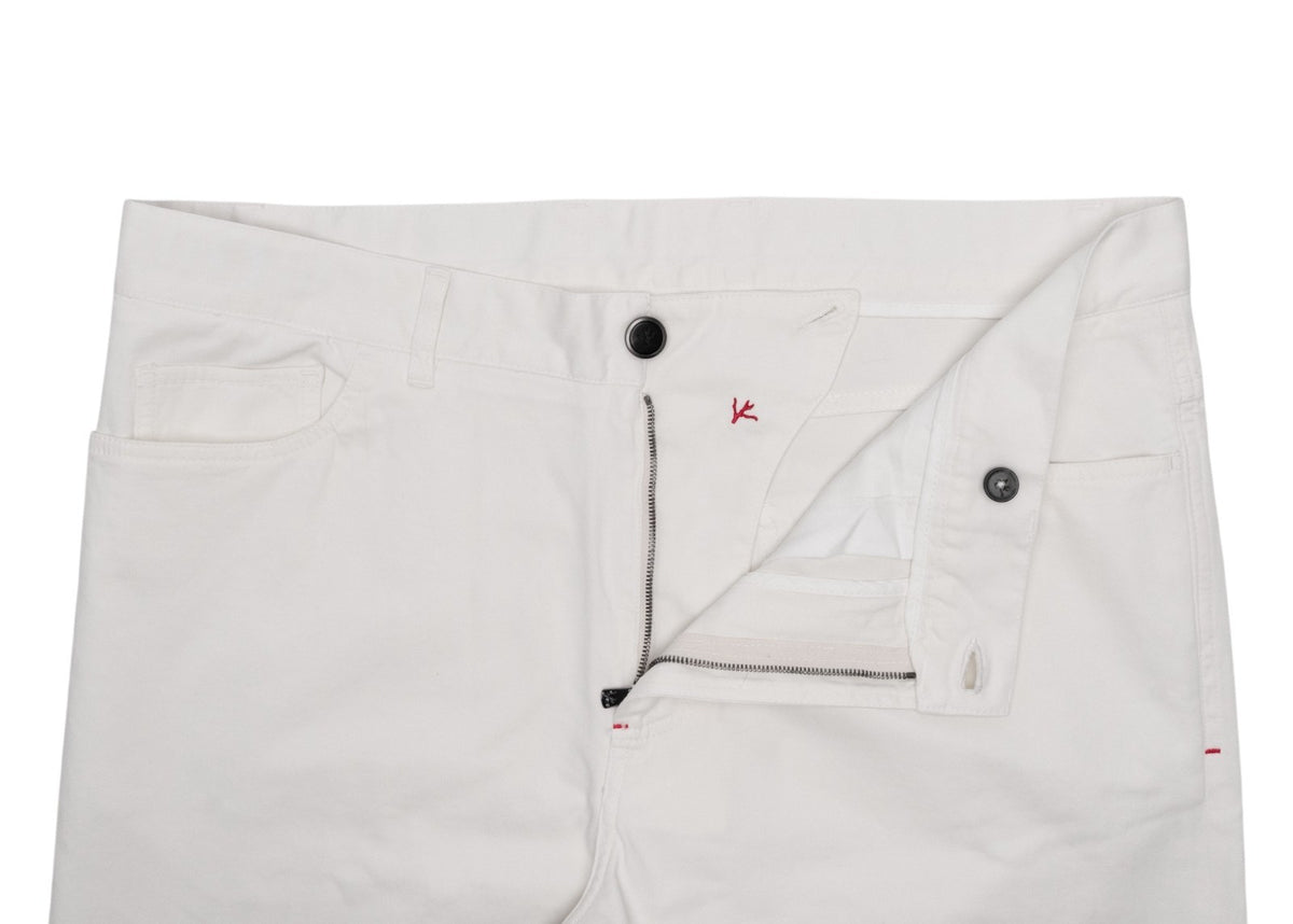 850$ ISAIA NAPOLI White 5 Pocket Pant Cashmere Cotton Slim Fit - Made in Italy