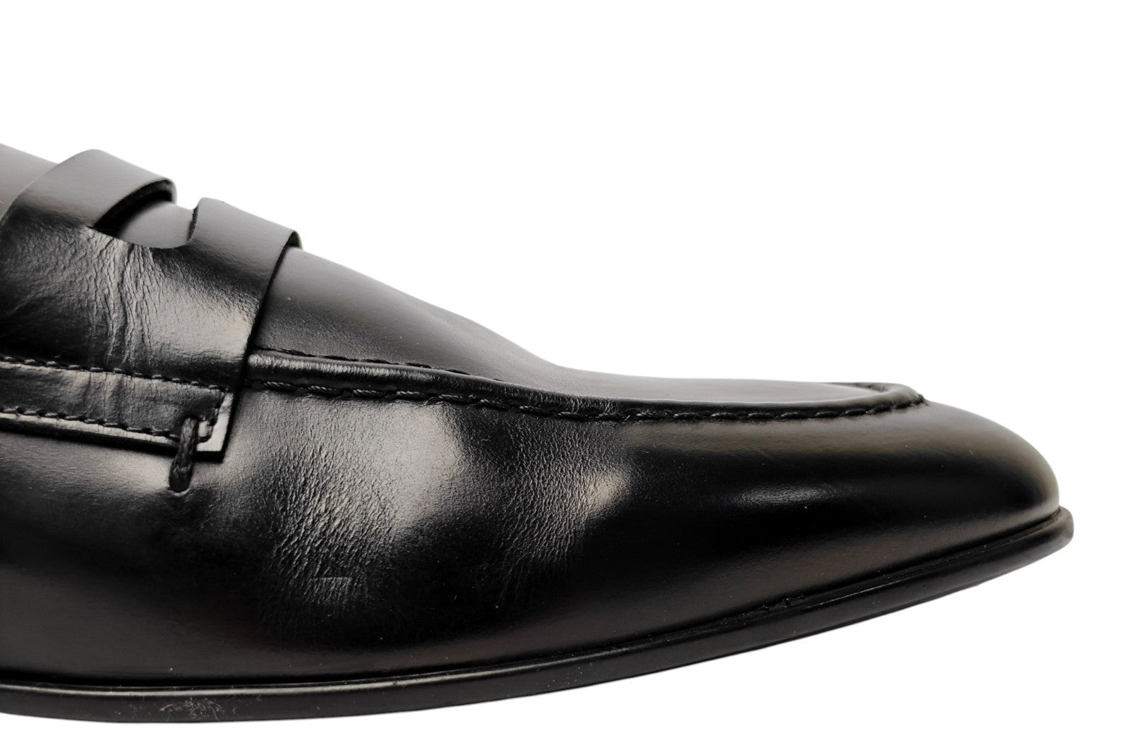 1250$ TESTONI Penny Loafer Shoes Top Calf Black 8 UK / 9 US / 42 IT