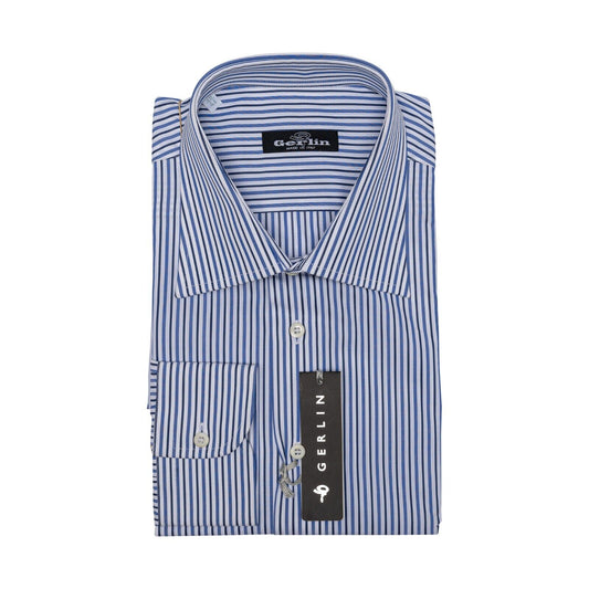 690$ ITALIAN LUXURY GERLIN Shirt Striped Blue Cotton 16 - 41 - 2B BIJAN