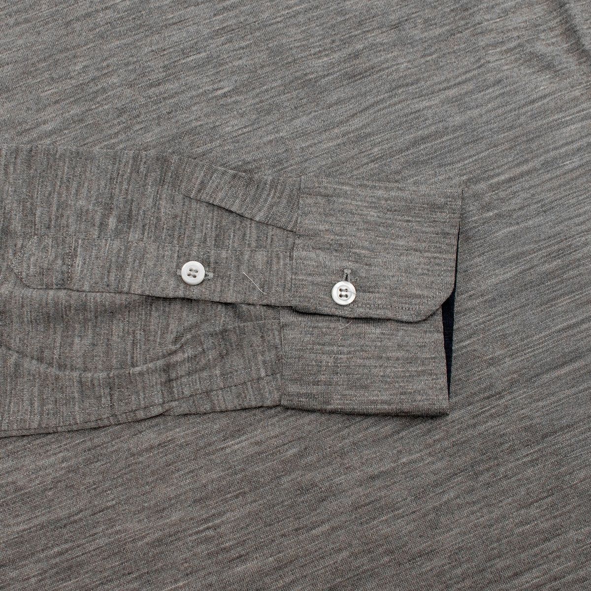 1075$ ISAIA NAPOLI Grey Sweater T- Shirt Long Sleeve Fine Wool Jersey Size M