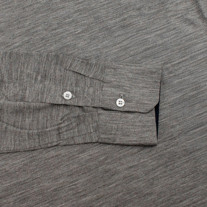 1075$ ISAIA NAPOLI Grey Sweater T- Shirt Long Sleeve Fine Wool Jersey Size M