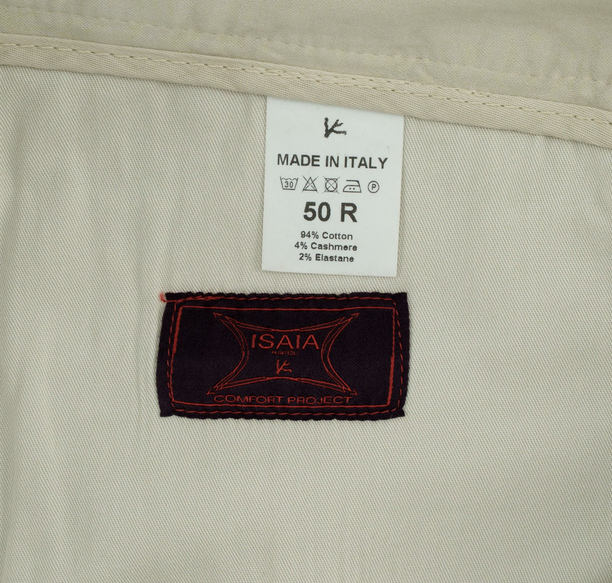690$ ISAIA NAPOLI Ivory 5 Pocket Pant Cashmere - Cotton Slim 34 US / 50 EU