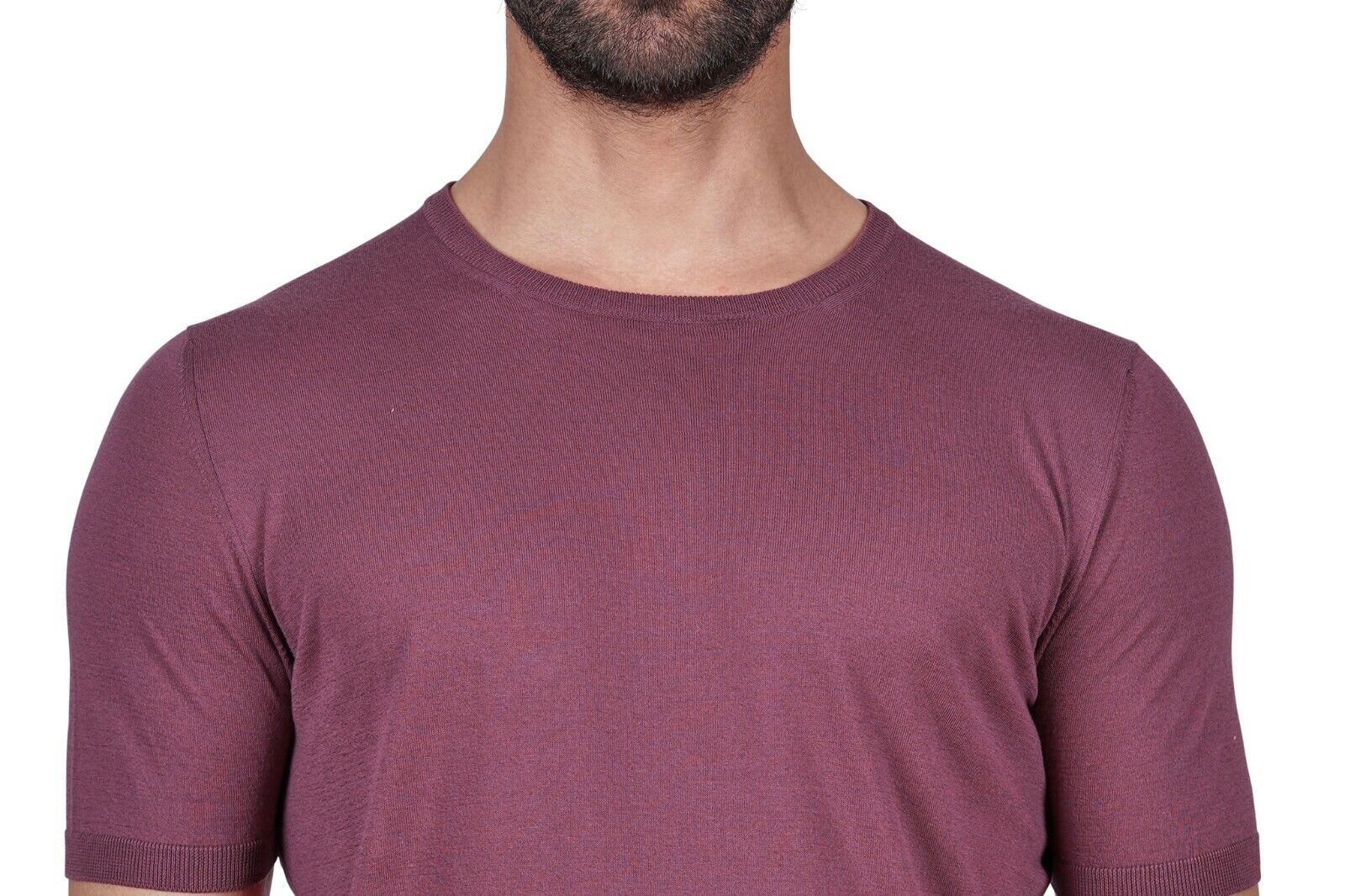 230$ Italian Luxury Knitwear GRAN SASSO Knit T-Shirt Sweater Fine Cotton Wine
