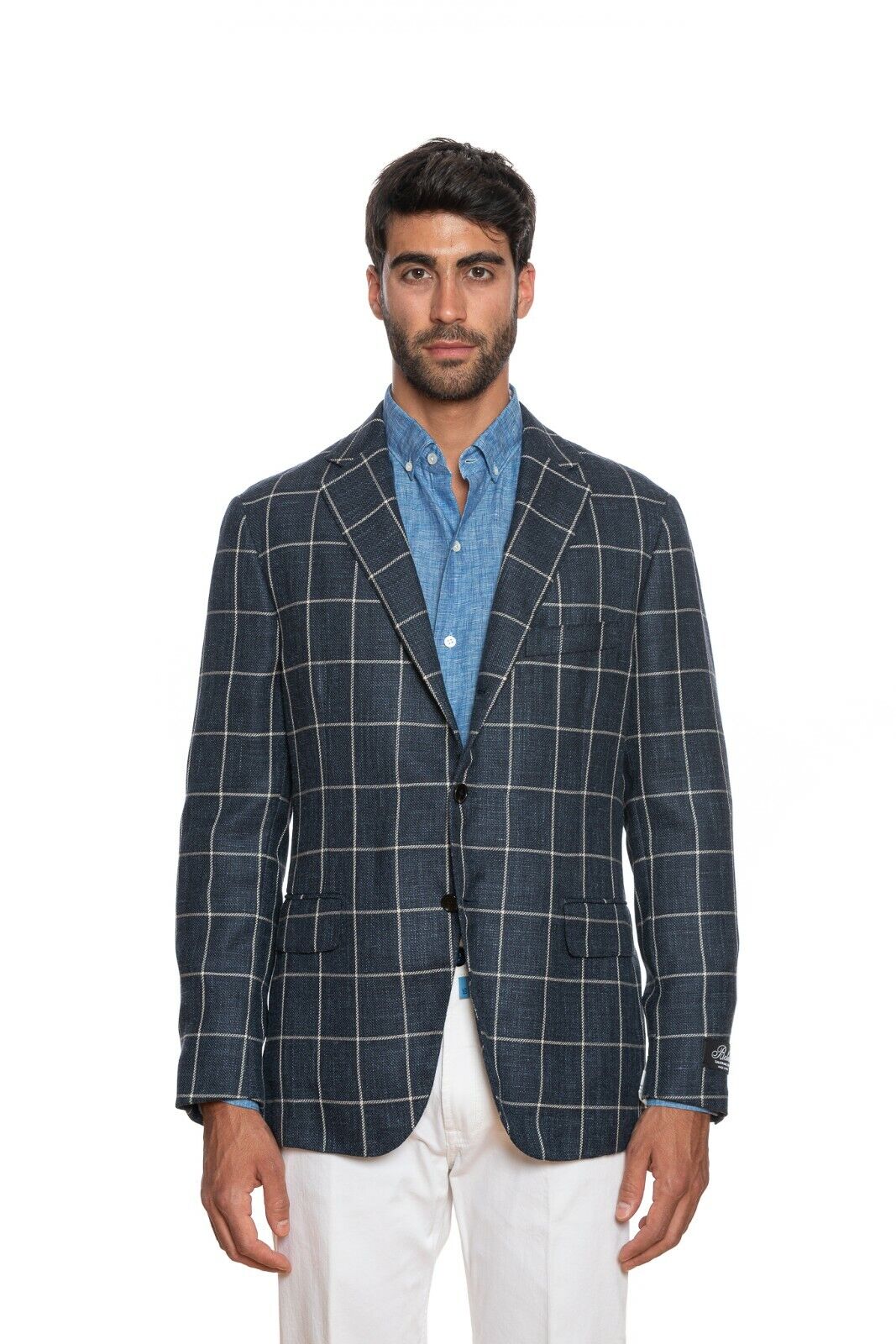 2200$ BELVEST Jacket Blue Checks Wool Silk Linen Drop 7 JACKETINTHEBOX Edition