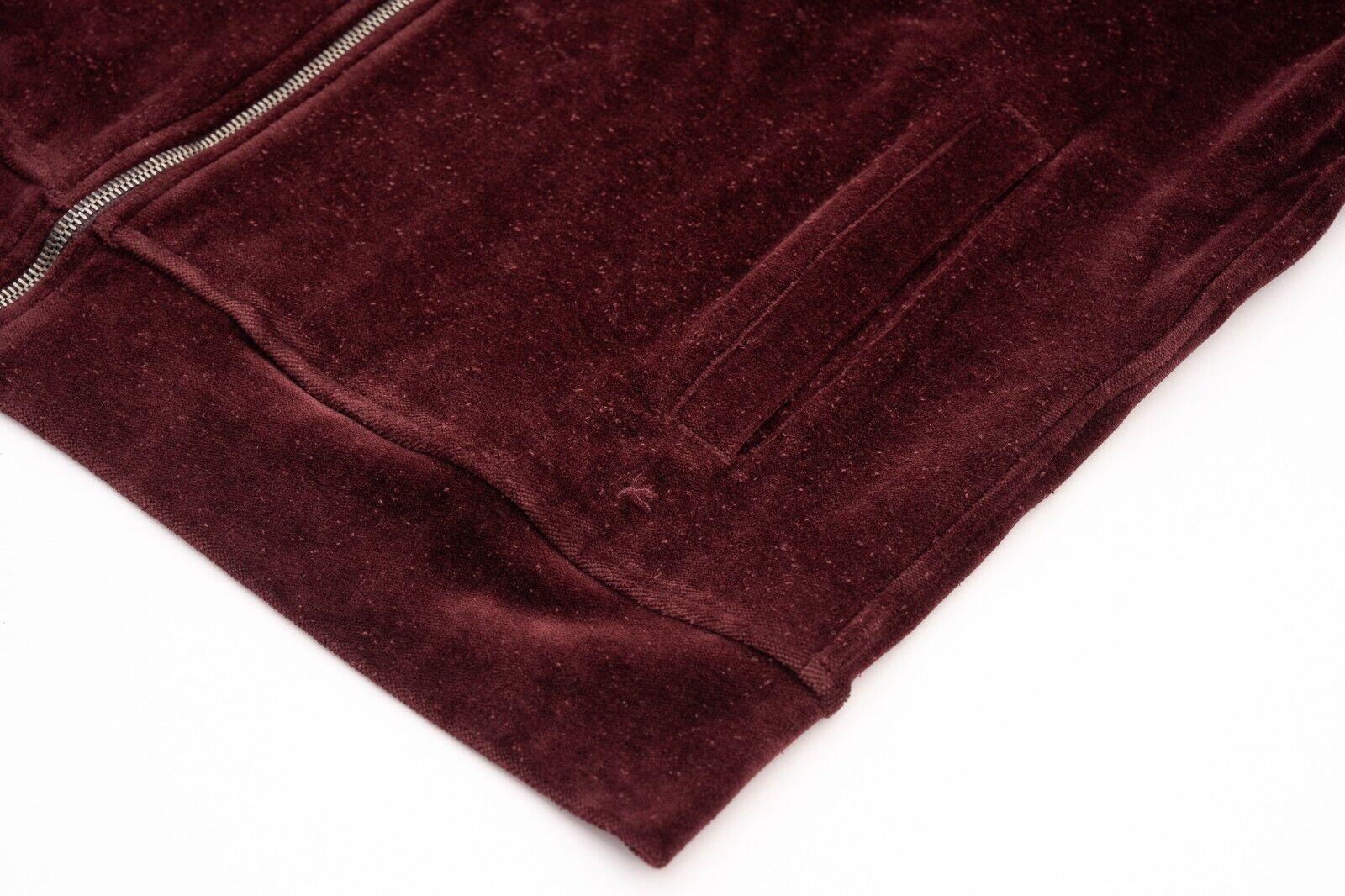 1100$ ISAIA Burgundy Full Zip Sweater Track Jacket Velvet Cotton / Cashmere Sz M