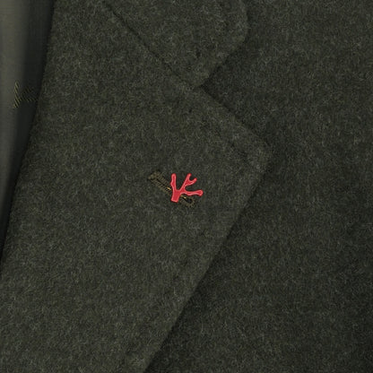 $7100 ISAIA NAPOLI Dark Green Overcoat Flannel Wool 36 US / 46 EU