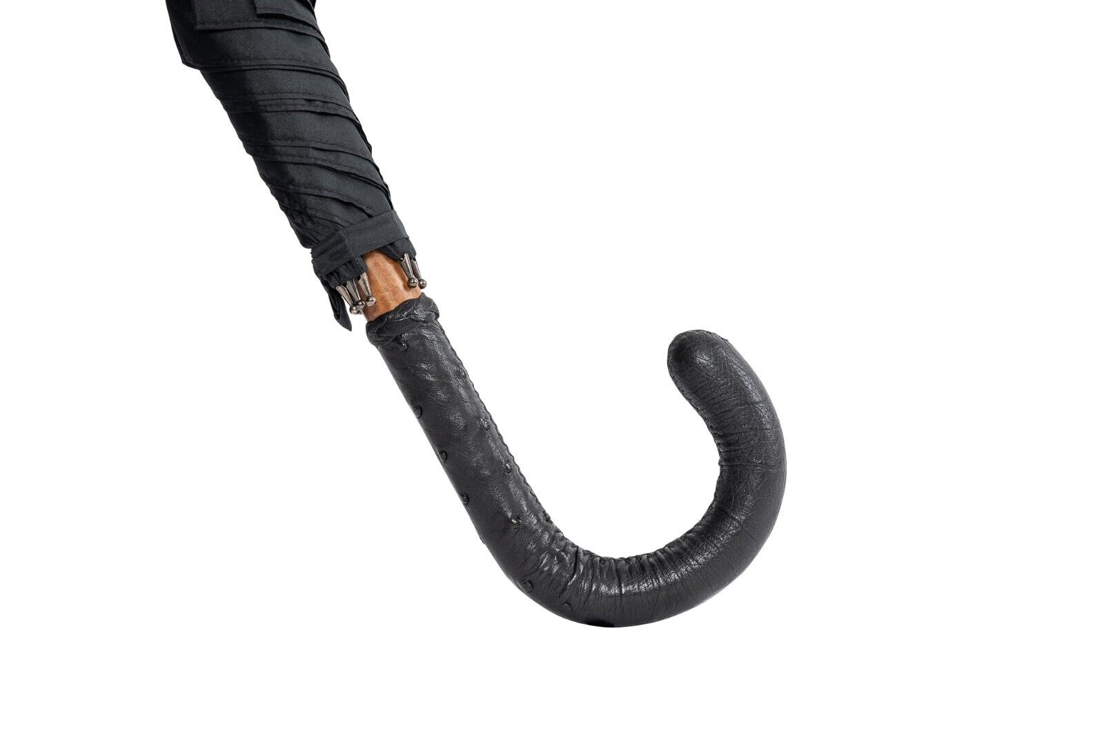 RARE!! MARIO TALARICO NAPOLI Umbrella Black Handmade Real "OSTRICH" Handle