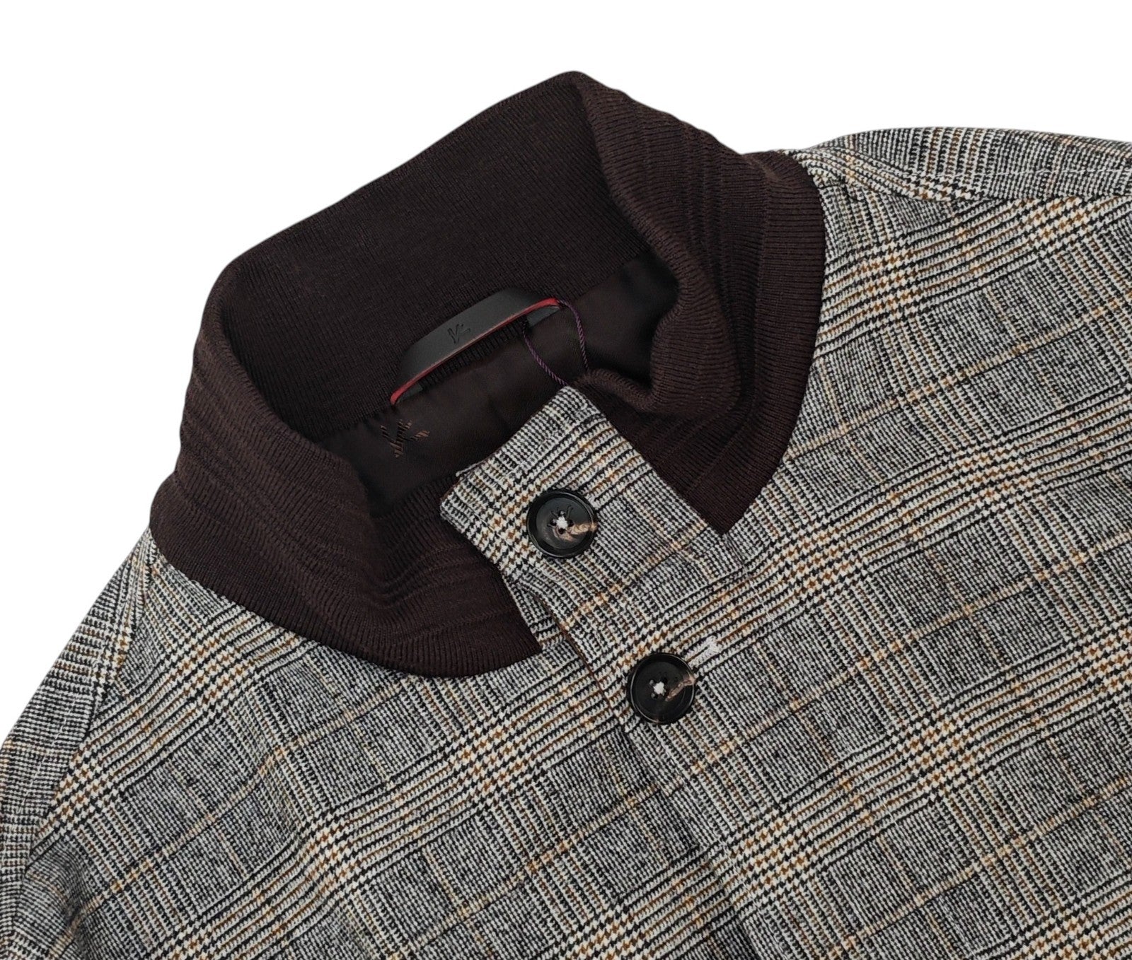 $3800 ISAIA NAPOLI Varsity Bomber Jacket Gray Wool + Suede 38 US / 48 EU