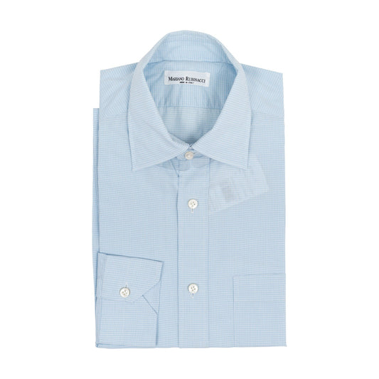 520$ RUBINACCI NAPOLI Blue Hand-Sewn Checks Pocket Shirt Cotton Classic Fit   2N