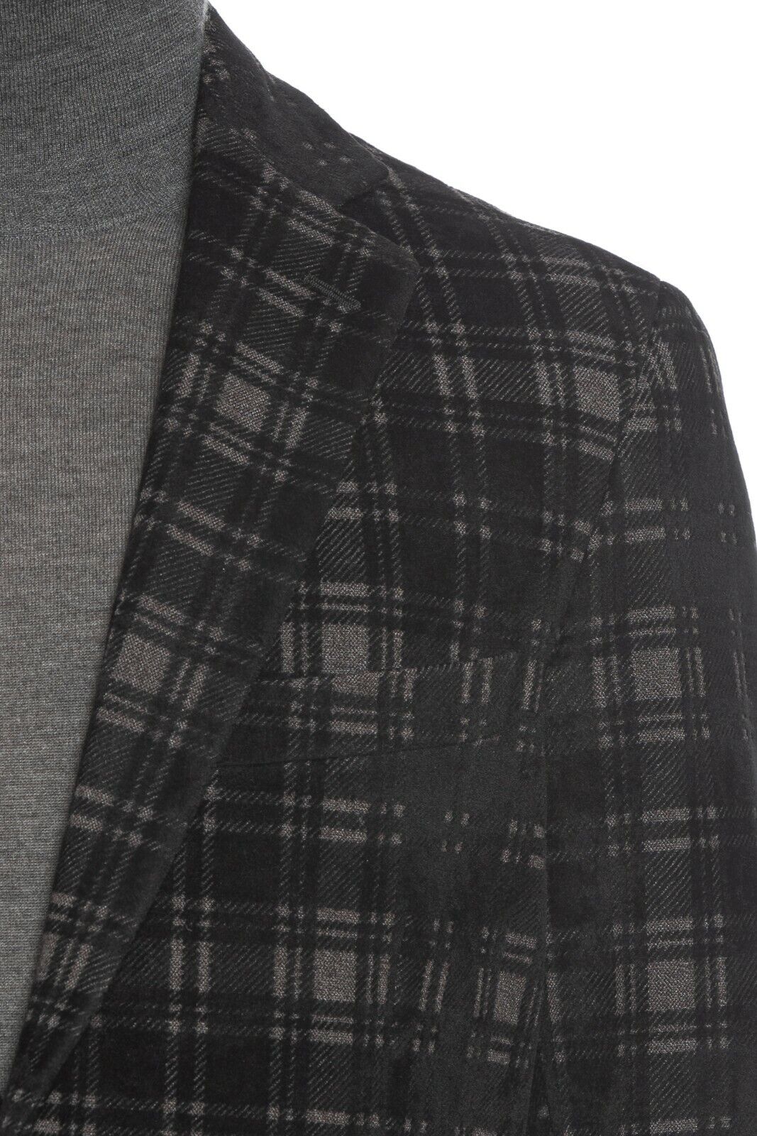 $2460 BELVEST Black Blazer Evening Jacket Checks 40 US / 50 EU 7R JACKETINTHEBOX