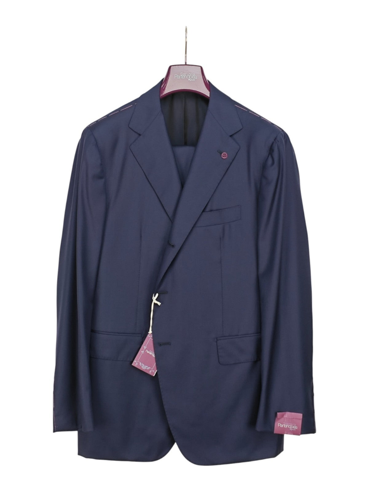 $2700 SARTORIA PARTENOPEA Blue Full Handmade Suit Wool 150's  46 US / 56 EU  7R