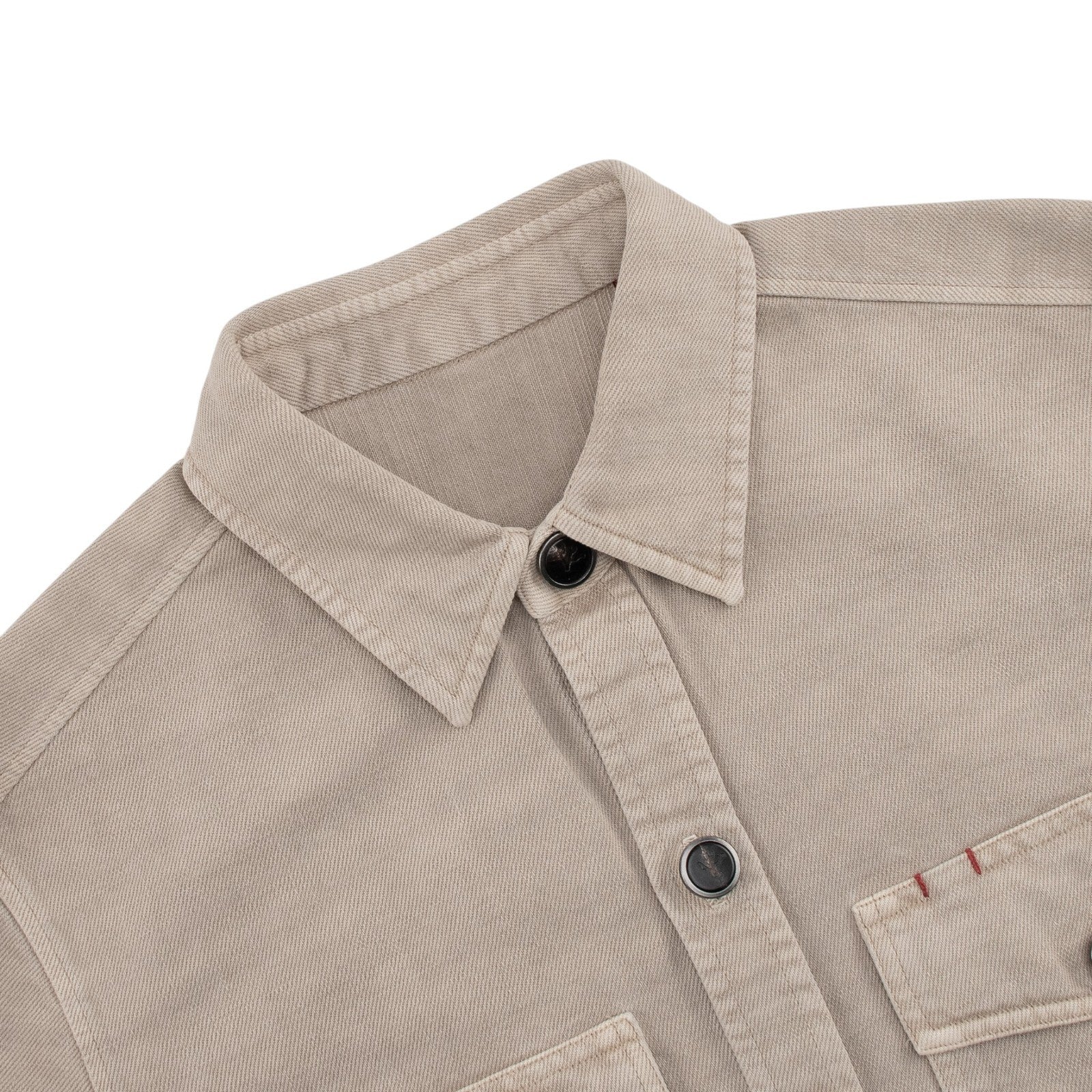 $1650 ISAIA NAPOLI Washed Sand / Beige Overshirt Jacket Denim Cotton
