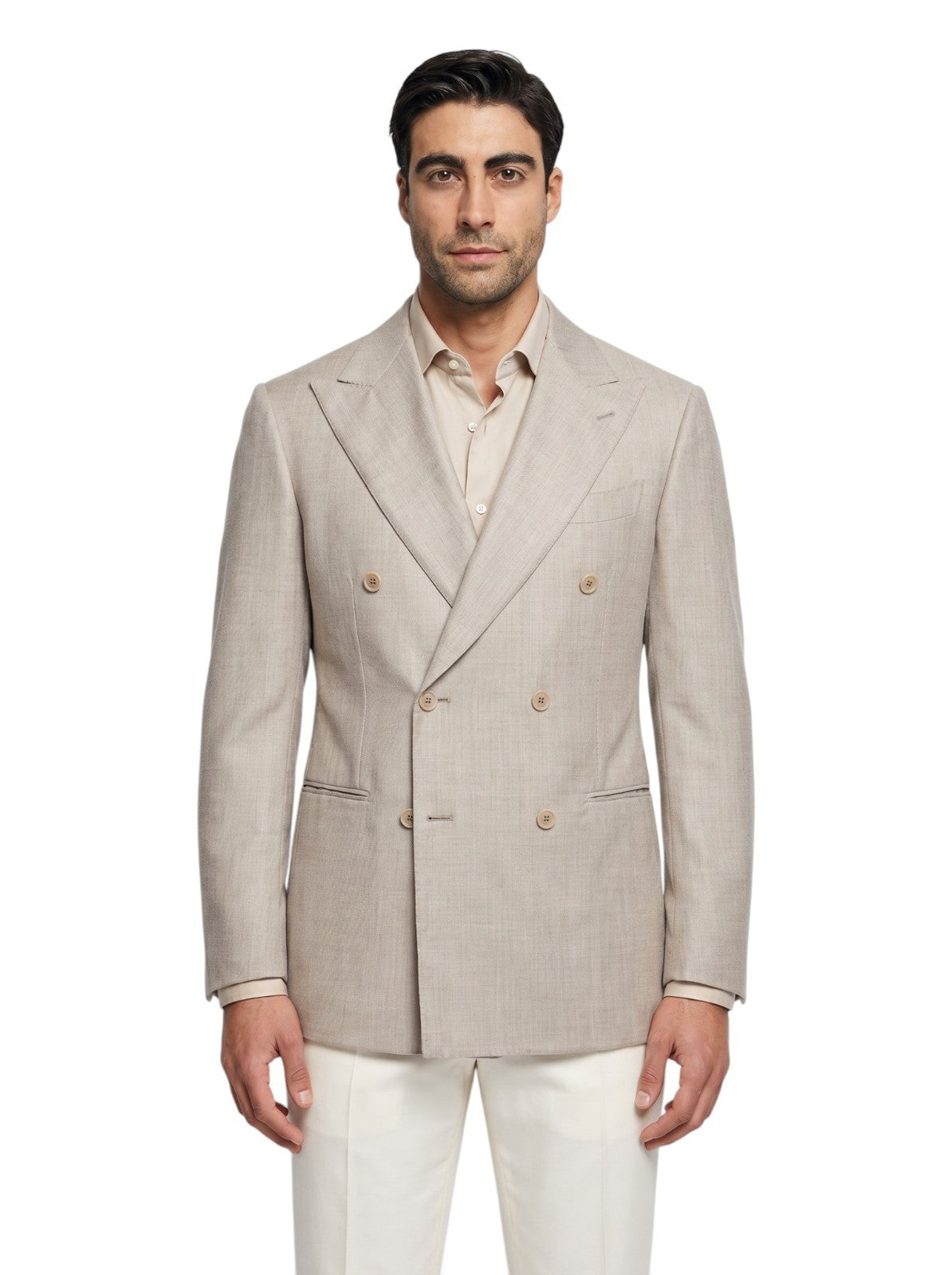 $3200 LUIGI BORRELLI Royal Collection Sand DB Jacket Sport Coat Cashmere / Silk