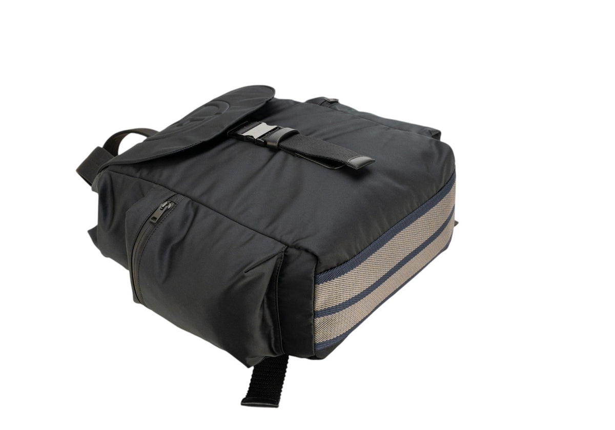 1950$ GIORGIO ARMANI Multiple Backpack Travel Black XL Technical Fabric+Leather