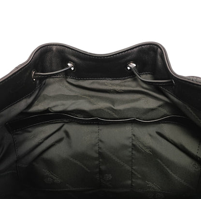1990$ PINEIDER BOTTOLATO Grain Calf Multiple Backpack Travel Weekender Black XL