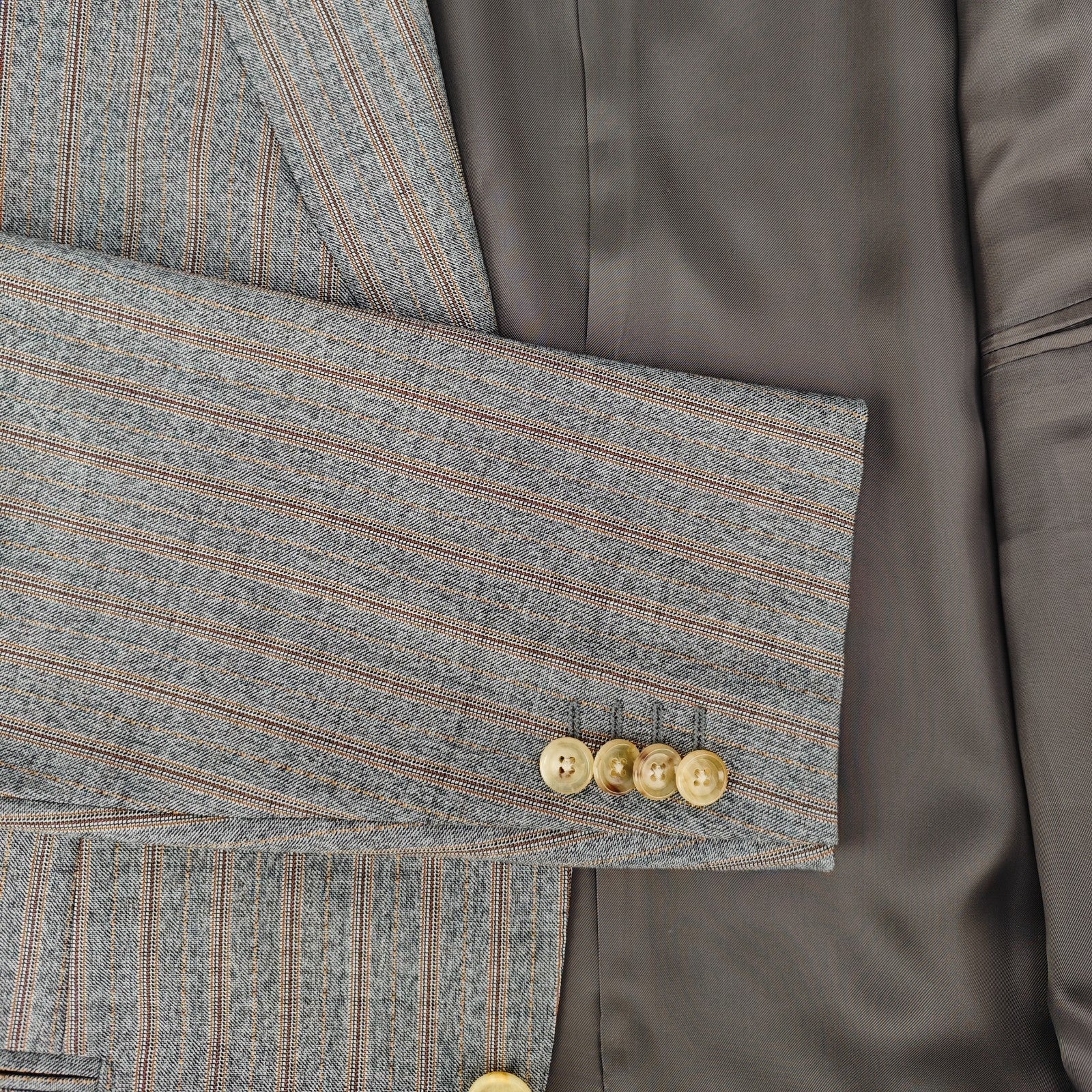 1900$ RAFFAELE CARUSO Grey Stripe Suit Superfine English Cloth 40 US / 50 IT