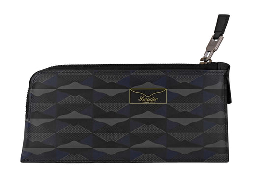 210$ PINEIDER FIRENZE 1774 "Empress" Leather Zipped Pen Case Blue / Grey