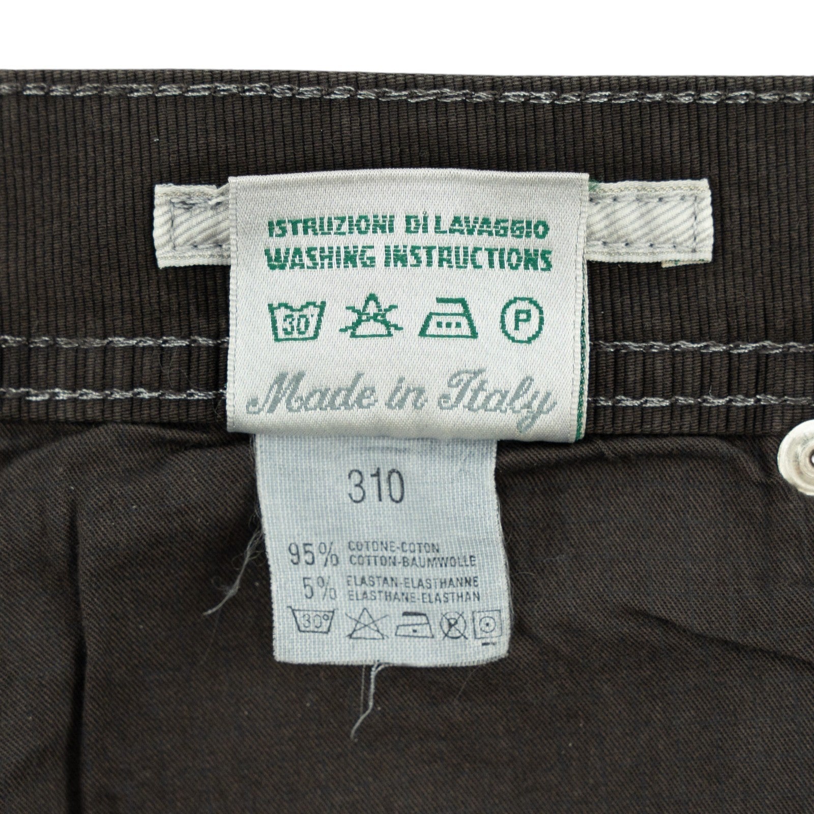 415$ LUIGI BORRELLI NAPOLI Dark Brown Denim Jeans Pant Cotton 33 US / 49EU