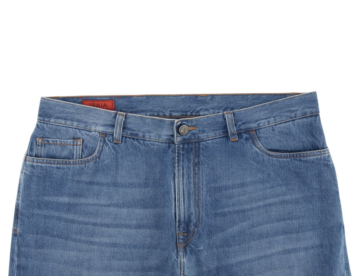 795$ ISAIA NAPOLI Blue Denim Jeans Pant Cotton Regular Straight Fit 38 US  54 EU