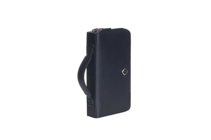 JM ICON by JOHNNY MANGLANI Dark Blue Clutch Bag Double Organizer Handbag Wallet
