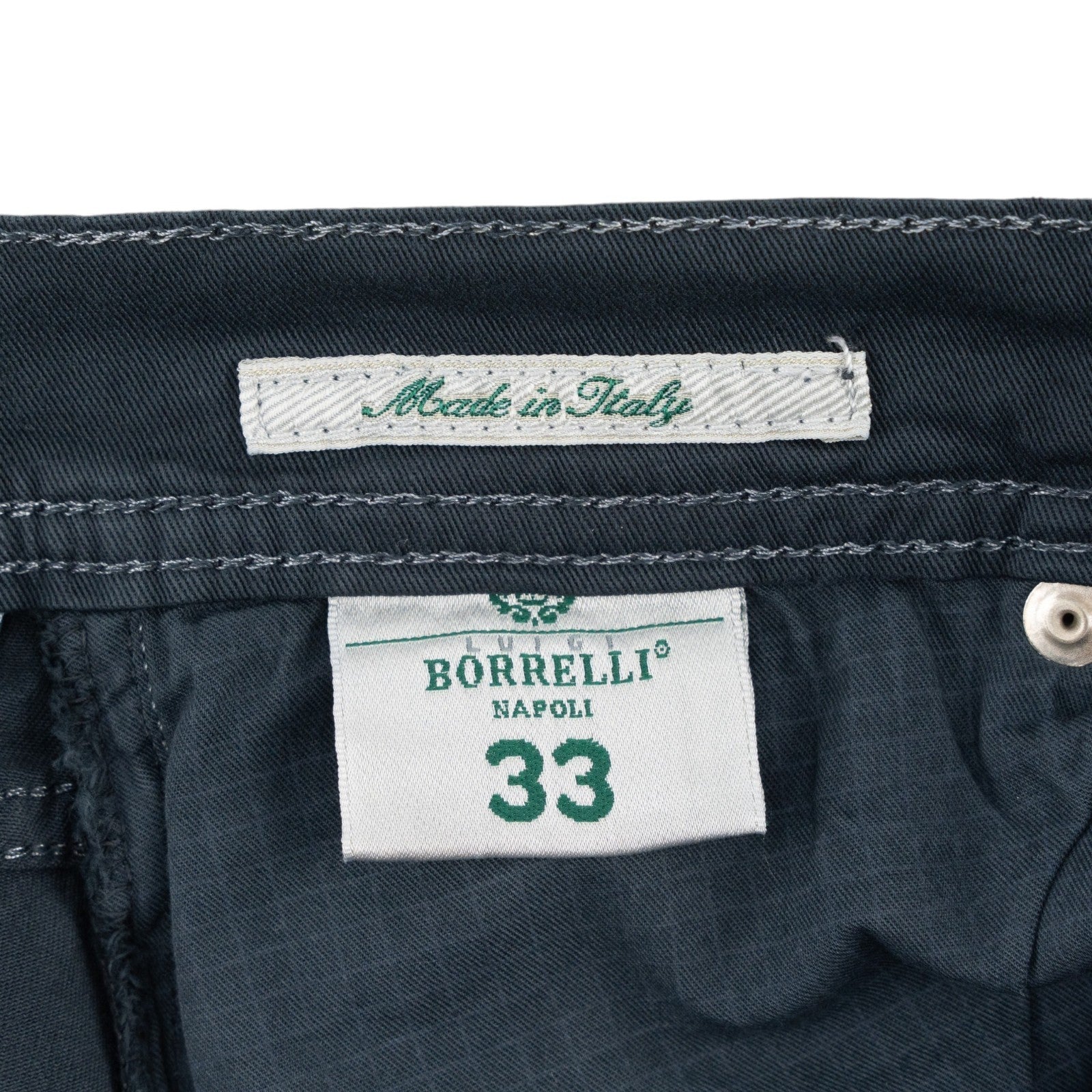 415$ LUIGI BORRELLI NAPOLI Blue Denim Jeans Pant Twill Cotton 33 US / 49 EU
