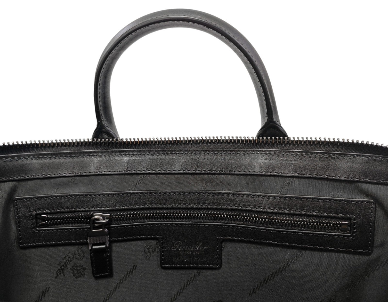 1480$ PINEIDER FIRENZE 1774 Black Nylon & Calf Slim Briefcase Bag Document Case