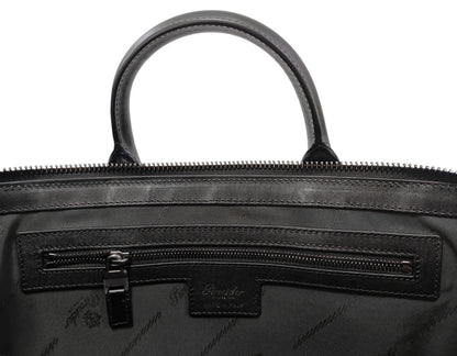 1480$ PINEIDER FIRENZE 1774 Black Nylon & Calf Slim Briefcase Bag Document Case