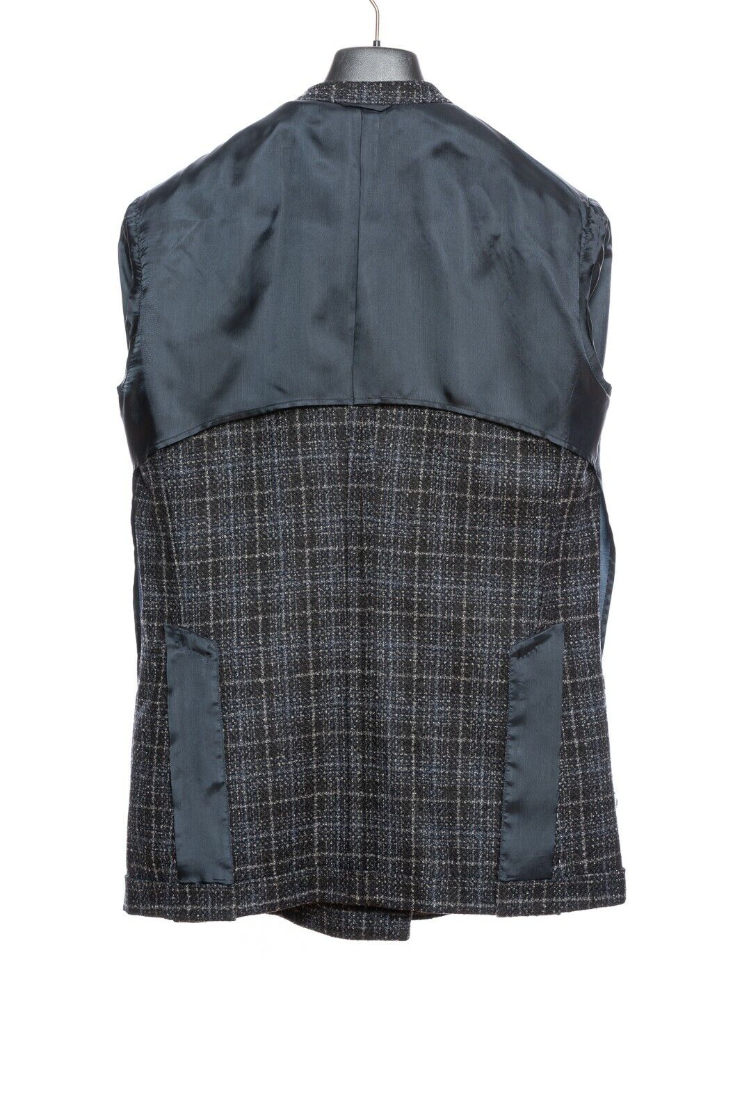 $2245 BELVEST Check Dark Blue Wool Jacket Double Breasted US 38 / 48 EU  8R Slim