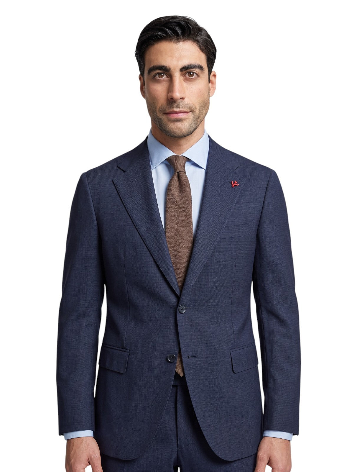 $6950 ISAIA "Amalfi" Blue Hand-Sewn Suit Fine Wool Textured 44 US / 54 EU 9R